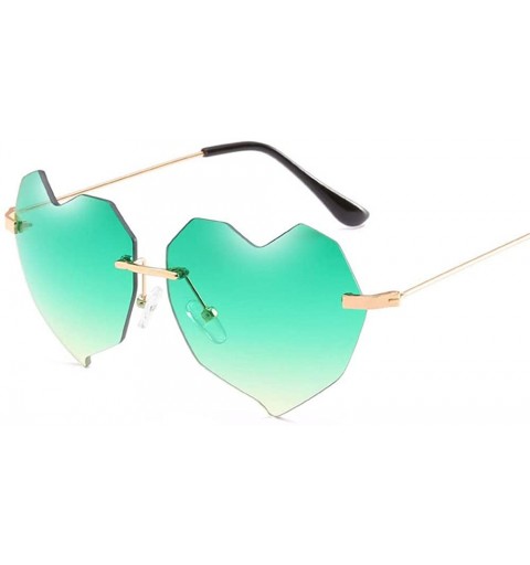 Rimless Rimless Heart Heart Retro multilateral Irregular Sunglasses for Women - 3 - CZ198SKNZKU $24.59