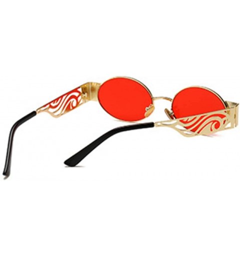 Rectangular Men's and women's Fashion Resin lens Oval Frame Retro Sunglasses UV400 - Gold Red - CH18NE3XEGX $14.03