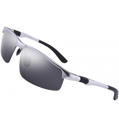 Rectangular Mens Sunglasses Polarized Sport Sunglasses for Men Driving Fishing UV400 Protection Metal Frame - C518WDY8GO8 $40.08