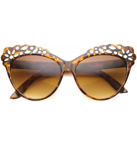 Cat Eye Women's Oversize Geometric Laser Cut Frame Cat Eye Sunglasses 58mm - Tortoise / Amber - CP126OMSI71 $8.66