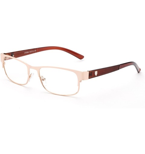 Square "Divide" Aluminum Brushed Prescription Ready Clear Lens Rx Frames - Gold/Brown - C512KRZF0S1 $21.53