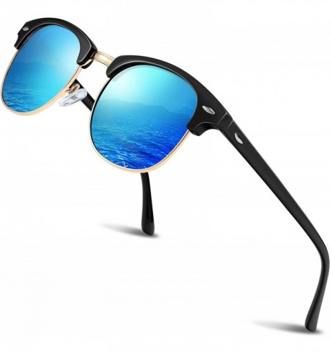 Round Polarized Sunglasses for Men and Women - Semi-Rimless Men Sunglasses polarized uv protection WP2006 - C418SW36TRS $16.38