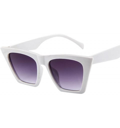 Rectangular Fashion Women Ladies Oversized Rectangular Sunglasses Vintage Retro Cat Eye Sun Glasses (White) - White - C4195NK...