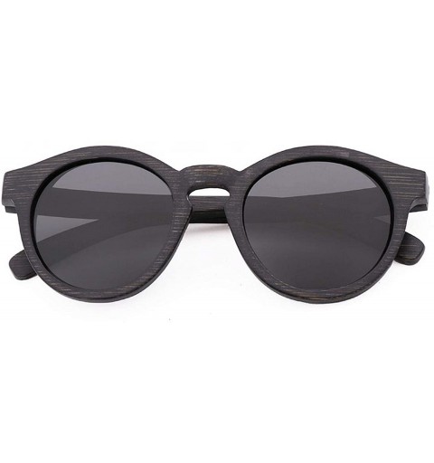 Round Retro Men Sunglasses Polarized UV400 Glasses Handmade Bamboo Wood Men And Women - Gray - CI198ZODX43 $50.10