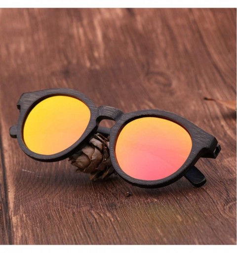 Round Retro Men Sunglasses Polarized UV400 Glasses Handmade Bamboo Wood Men And Women - Gray - CI198ZODX43 $50.10