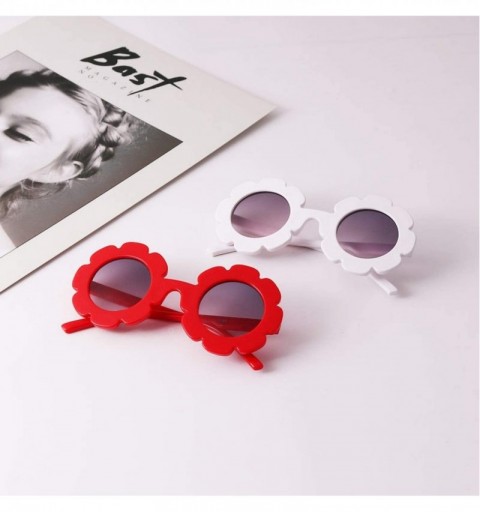 Goggle Hot Sun Flower Round Cute Kids Sunglasses UV400 Boy Girl Lovely Baby Glasses Children Oculos De Sol N554 - White - CG1...