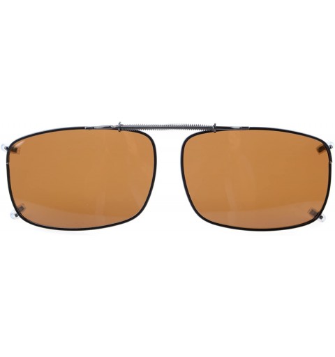 Rectangular Large Clip-On Sunglasses Men Women Rectangle Polarized Lenses Spring fit 61MMX41MM - Brown Lens - C818U07SKCG $12.41