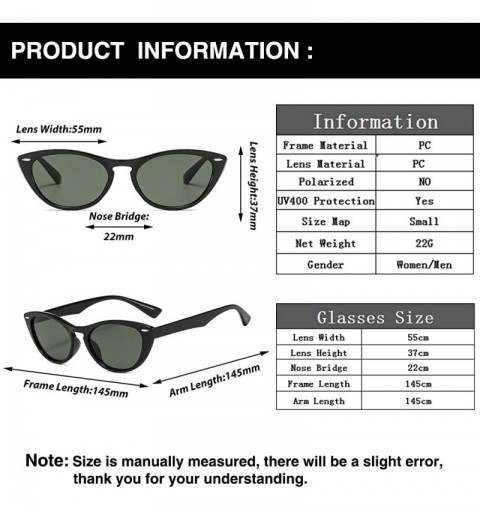 Goggle Cat Eye Sunglasses for Women Small Clout Goggles Mod Style Plastic Frame - Black B - CL18Y2YHDOS $9.02