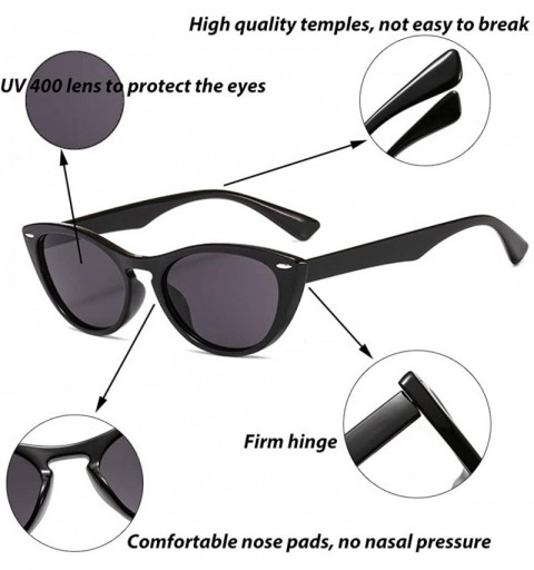 Goggle Cat Eye Sunglasses for Women Small Clout Goggles Mod Style Plastic Frame - Black B - CL18Y2YHDOS $9.02