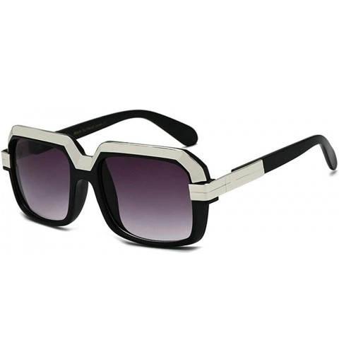 Square Hot Brand Designer Unisex Classic Square Sunglasses Vintage Shades - Silver&black - CZ18M40YOA2 $9.80