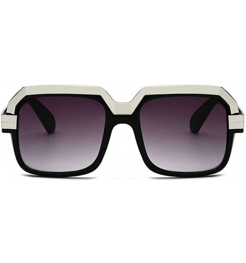 Square Hot Brand Designer Unisex Classic Square Sunglasses Vintage Shades - Silver&black - CZ18M40YOA2 $9.80