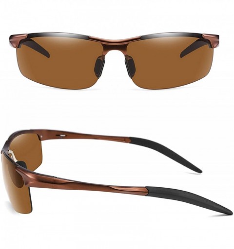 Round Classic Men Sport Polarized Sunglasses Driving Unbreakable Frame UV400 B2442 - Brown - CK18HE97DO0 $17.70
