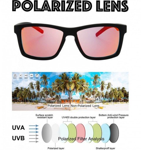 Rectangular Polarized Rectangular Sunglasses Driving 1 Rubber - 1-rubber Black - CD18WQEA7K3 $12.34