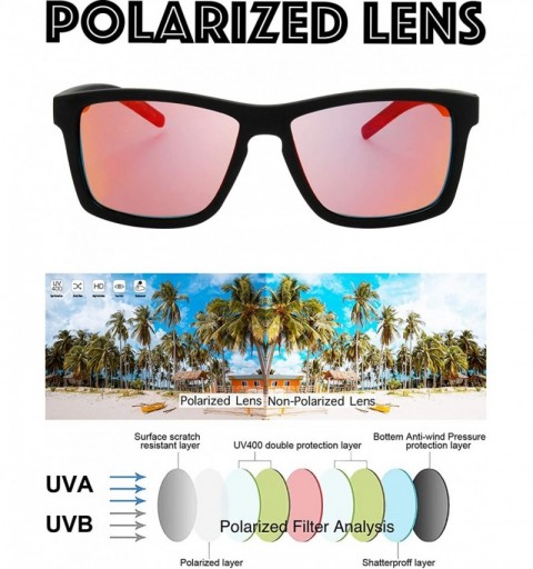 Rectangular Polarized Rectangular Sunglasses Driving 1 Rubber - 1-rubber Black - CD18WQEA7K3 $12.34