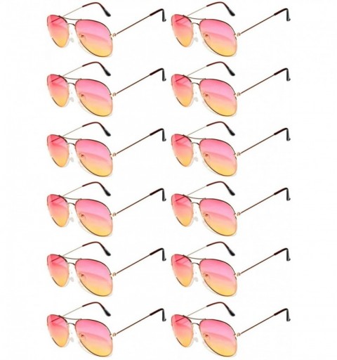 Aviator 12 Pieces Wholesale Aviator Sunglasses Two Tone Color Lens Gold Metal Frame - 064-pink-yellow-12 Pairs - CG18LL0RYXU ...