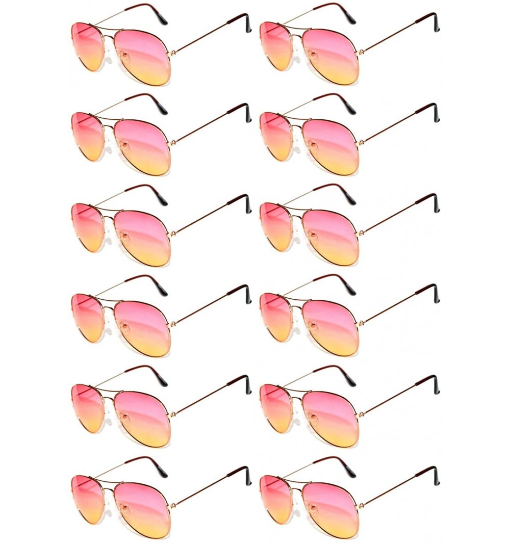 Aviator 12 Pieces Wholesale Aviator Sunglasses Two Tone Color Lens Gold Metal Frame - 064-pink-yellow-12 Pairs - CG18LL0RYXU ...