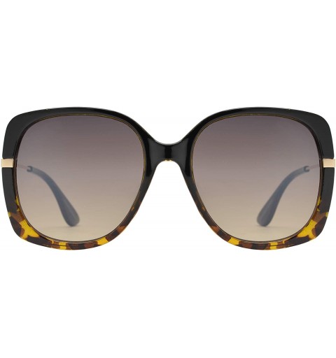 Square Retro Square Butterfly Sunglasses for Women UV Protection - Black Tortoise + Brown Gradient - CT1960REO62 $10.85