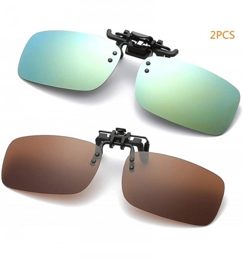 Oval Clip on Sunglasses Polarized- Flip Up Rimless Anti Glare for Driving Fishing- UV Protection- 2 PACK - Type 5 - C718HX8WW...