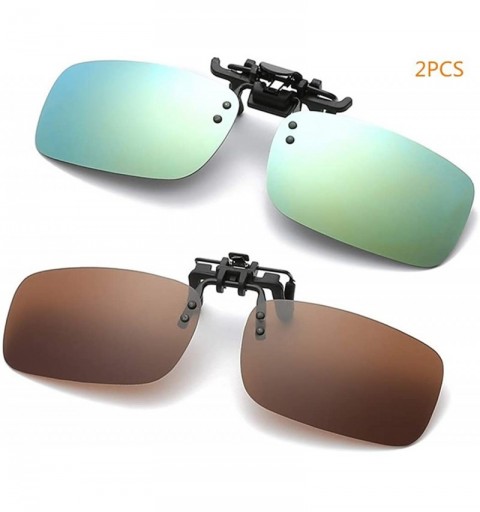 Oval Clip on Sunglasses Polarized- Flip Up Rimless Anti Glare for Driving Fishing- UV Protection- 2 PACK - Type 5 - C718HX8WW...