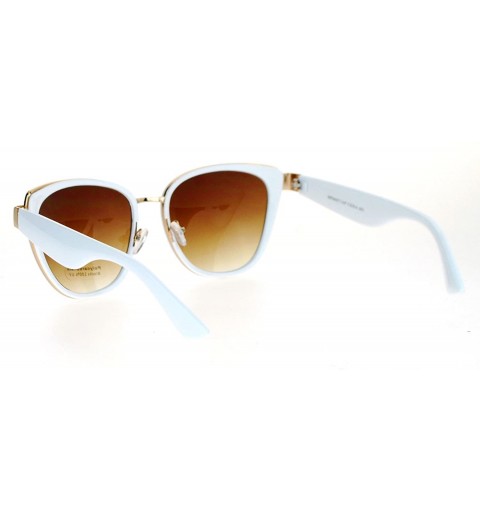 Cat Eye Womens Double Frame Oversize Cat Eye Sunglasses - White Brown - CP12CJLBBBV $12.79