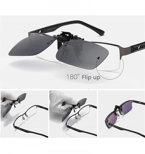 Oval Clip on Sunglasses Polarized- Flip Up Rimless Anti Glare for Driving Fishing- UV Protection- 2 PACK - Type 5 - C718HX8WW...