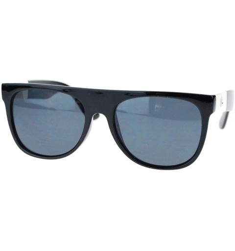 Round Black Marijuana Pot Leaf Trim Premium Plastic Horn Rim Flat Top Horned Sunglasses - C511YNNJ6F7 $9.66