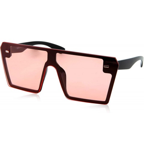 Oversized Modern Oversize Color Tone Square Sunglasses - Pink - CR18KN0HOSS $12.31