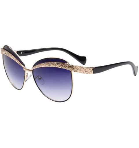 Rectangular Cateye Sunglasses Vintage French Fashion New Diamond Frame Lens 62mm - Gold/Black - CB12FU838W5 $18.72