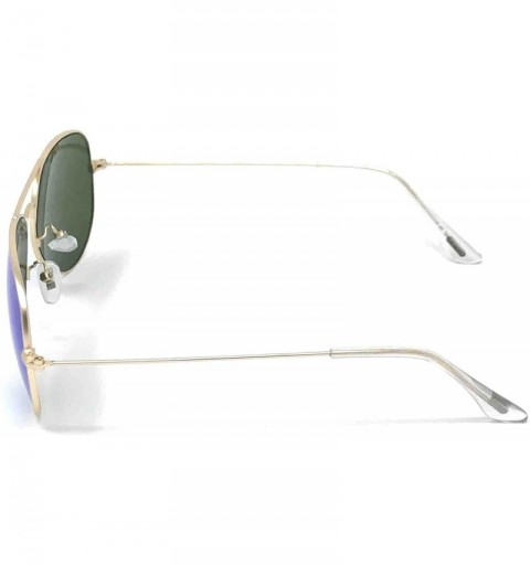 Aviator Unisex Classic Polarized Aviator Flat Mirrored Lens Sunglasses - UV400 Protection - Made in Italy - Gold - CK189OCEHZ...