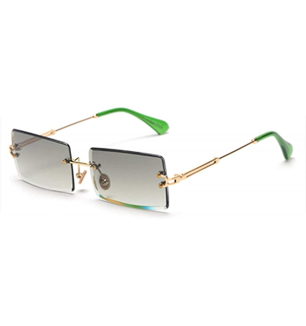 Oval Fashion RimlSunglasses Women Accessories Rectangle FeSun Glasses Green Black Brown Square Eyewear - CR199C72GY2 $22.08