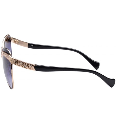 Rectangular Cateye Sunglasses Vintage French Fashion New Diamond Frame Lens 62mm - Gold/Black - CB12FU838W5 $18.72