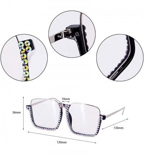 Goggle Fashion Sunglasses for Women- Delicate Square Glasses Matel Frame UV400 Protection - Clear-silver - CM197QD5NG4 $21.71