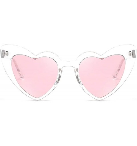 Cat Eye Heart Shaped Sunglasses For Women Vintage Clout Goggle Cat Eye Glitter stylish Love Glasses - C31976LKH0U $7.84