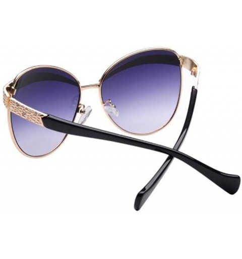 Rectangular Cateye Sunglasses Vintage French Fashion New Diamond Frame Lens 62mm - Gold/Black - CB12FU838W5 $18.72