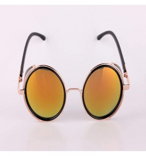 Round Men Retro Style Sunglasses Round Frame Color Lens Sunglasses Sunglasses - C318S269ACN $26.51