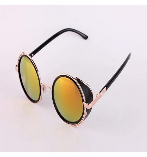 Round Men Retro Style Sunglasses Round Frame Color Lens Sunglasses Sunglasses - C318S269ACN $26.51