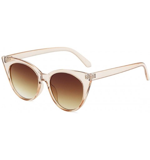 Oval Unisex Vintage Translucent Tint Cat Eye Plastic Lenses Sunglasses - A1brown - CR18NS85QST $11.14