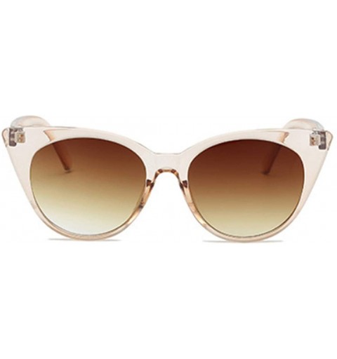 Oval Unisex Vintage Translucent Tint Cat Eye Plastic Lenses Sunglasses - A1brown - CR18NS85QST $11.14