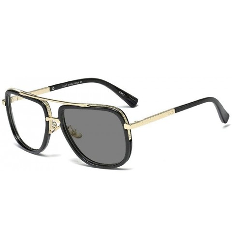 Square retro metal large frame unisex Sun photochromic brand designer glasses frame - C918XNH3IYC $17.13