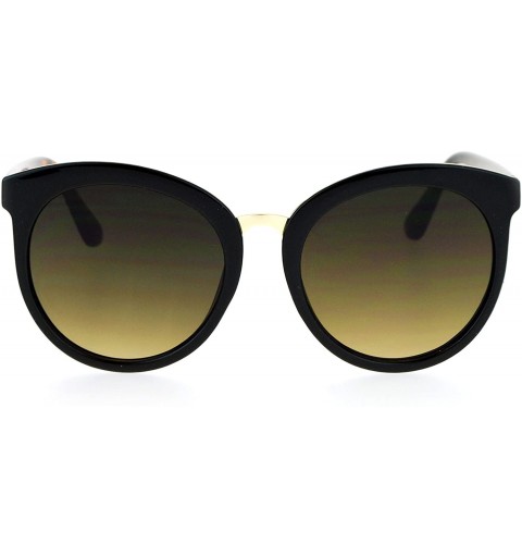 Butterfly Flat Lens Large Horn Rim Butterfly Retro Designer Sunglasses - Black Beige Smoke - CX12O4ZOEU5 $9.45