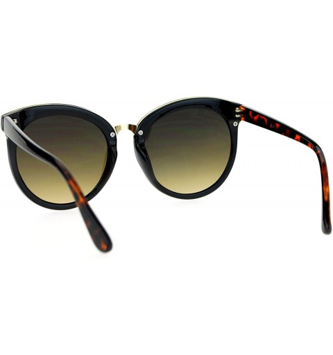 Butterfly Flat Lens Large Horn Rim Butterfly Retro Designer Sunglasses - Black Beige Smoke - CX12O4ZOEU5 $9.45