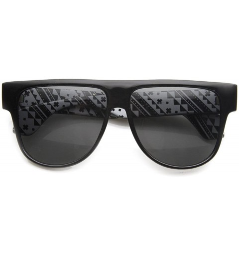 Aviator Oversized Native Print U-Shaped Flat Top Aviator Sunglasses (Black) - C511J47JF71 $7.49