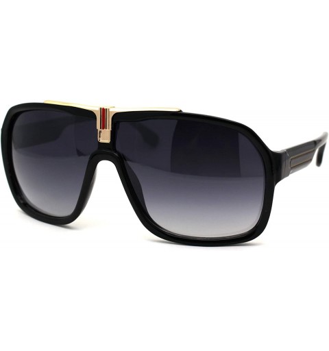 Shield Mens Mafia Gangster Oversize Shield Plastic Racer Sunglasses - Black Smoke - C1196I08RRE $12.17