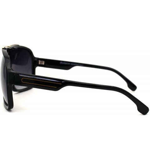 Shield Mens Mafia Gangster Oversize Shield Plastic Racer Sunglasses - Black Smoke - C1196I08RRE $12.17