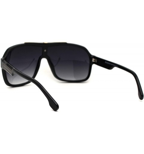 Shield Mens Mafia Gangster Oversize Shield Plastic Racer Sunglasses - Black Smoke - C1196I08RRE $12.17
