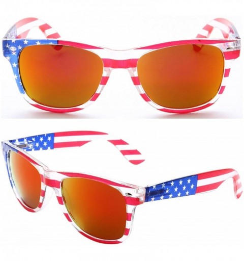 Aviator American Sunglasses USA Flag Classic Patriot - Pack of 2(crystal/Red+grey) - C718RYN7243 $12.10