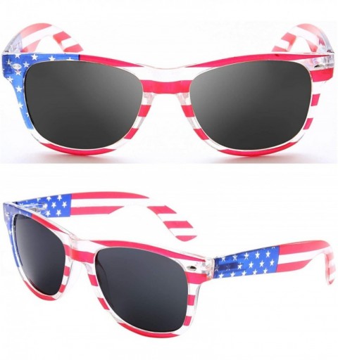 Aviator American Sunglasses USA Flag Classic Patriot - Pack of 2(crystal/Red+grey) - C718RYN7243 $12.10