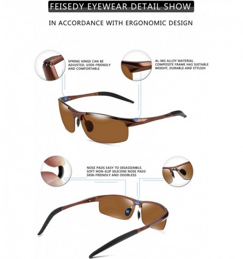 Round Classic Men Sport Polarized Sunglasses Driving Unbreakable Frame UV400 B2442 - Brown - CK18HE97DO0 $38.20