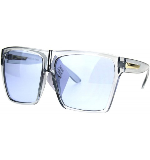 Rectangular Pop Color Lens Oversize Flat Top Plastic Diva Fashion Sunglasses - Blue - CF1869ZUTHK $23.06