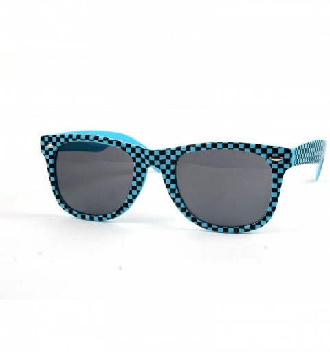 Wayfarer Classic Wayfarer Sunglasses Sky Blue Frame Black Checker T712 - C411BFC6XKP $10.64